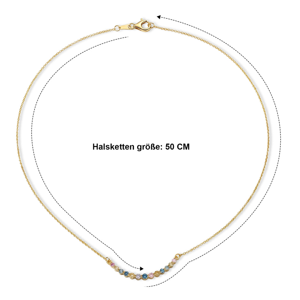 LUXURIANT DIAMOND - Lab Grown Blauer Diamant SI, Lab Grown Rosa Diamant Halskette ca. 50 cm 925 Silber 750 Gelbgold vermeil (10-15 Werktage Lieferzeit) ca. 1.00 ct