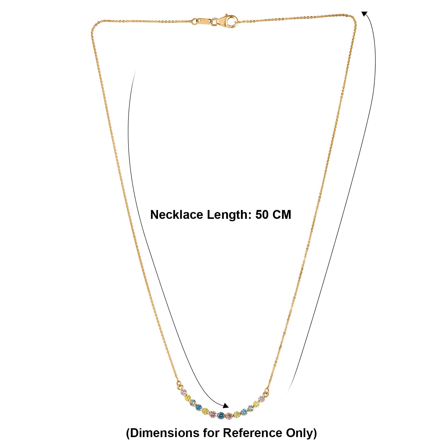 LUXURIANT DIAMOND - Lab Grown Blauer Diamant SI, Lab Grown Rosa Diamant Halskette ca. 50 cm 925 Silber 750 Gelbgold vermeil (10-15 Werktage Lieferzeit) ca. 1.00 ct