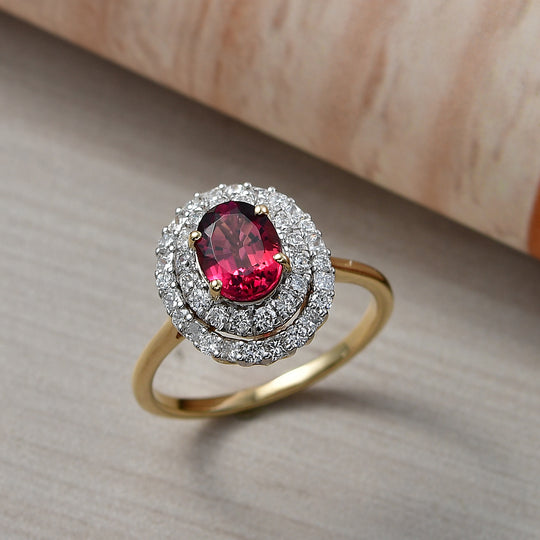 LUXURIANT    2,40 ct. AAA Rubellit und Labor Diamant Ring in 417 Gold (9-15 Werktage Lieferzeit)