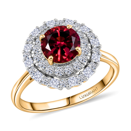 LUXURIANT    2,24 ct. AAA Rubellit und Labor Diamant Ring in 417 Gold (9-15 Werktage Lieferzeit)