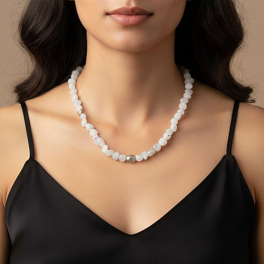 Weißer Quarz Halskette 16 cm Reine Legierung ca. 51.30 ct