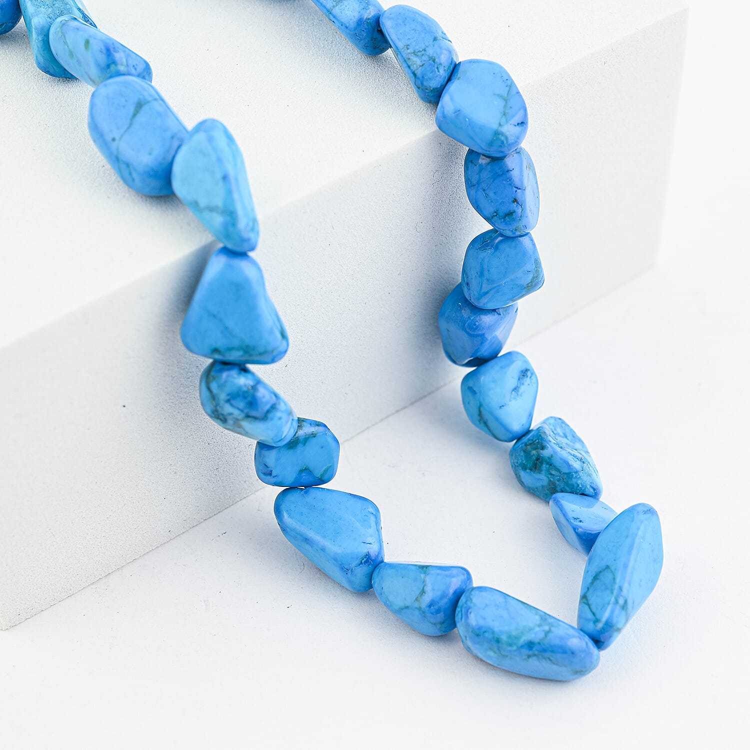 Blauer Howlit Halskette 46 cm Reine Legierung ca. 50.80 ct