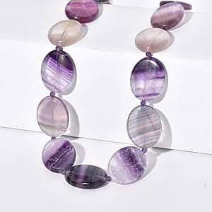 EVER TRUE Mehrfarbiger Fluorit, Afrikanischer Amethyst Halskette ca. 45 cm Nickelfreies Messing 750 Vergoldet ca. 435,00 ct.