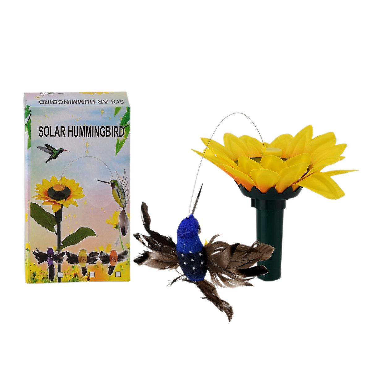 LIVMORE Solar Gartenstecker Sonnenblume mit Kolibri, Gelb