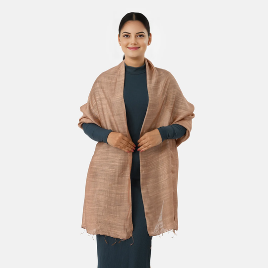 LA MAREY, Seiden Leinen Stola, 65% Leinen, 35% Seide, 70 x 200 cm, Dunkelblau