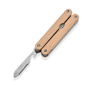 Stainless+wooden knives,with saw and fork and hook