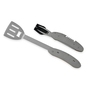 Stainless+wooden shovel,with brush, fork and bottle opener