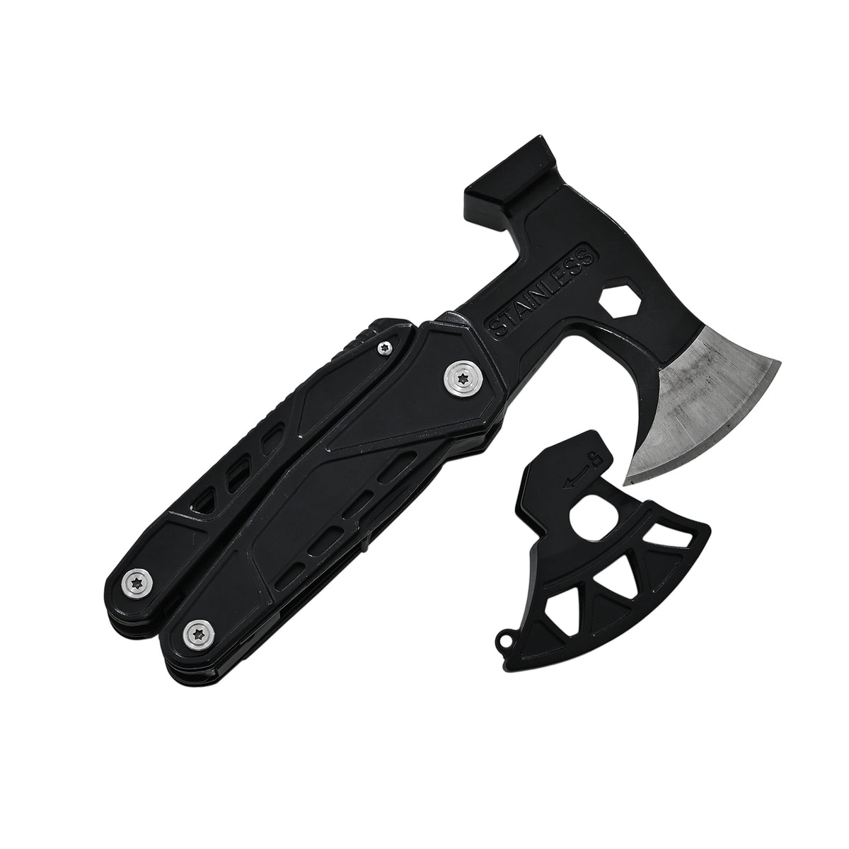 Outdoor Multifunktionsmesser 6-in-1 aus Edelstahl mit Säge, Schraubendreher, Gabel, Flaschenöffner und Feuerstein