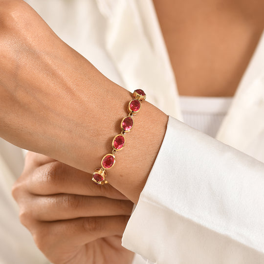 D'Joy Sunset Quarz Triplette Armband ca. 20 cm 925 Silber 750 Gelbgold Vermeil ca. 25,49 ct.