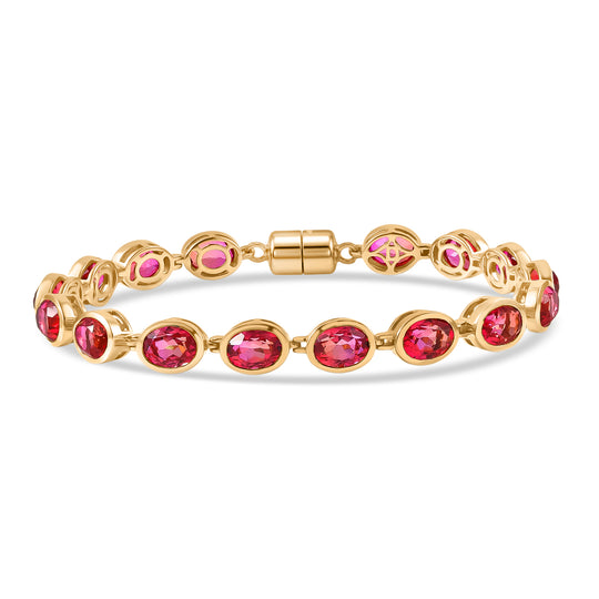 D'Joy Sunset Quarz Triplette Armband ca. 20 cm 925 Silber 750 Gelbgold Vermeil ca. 25,49 ct.