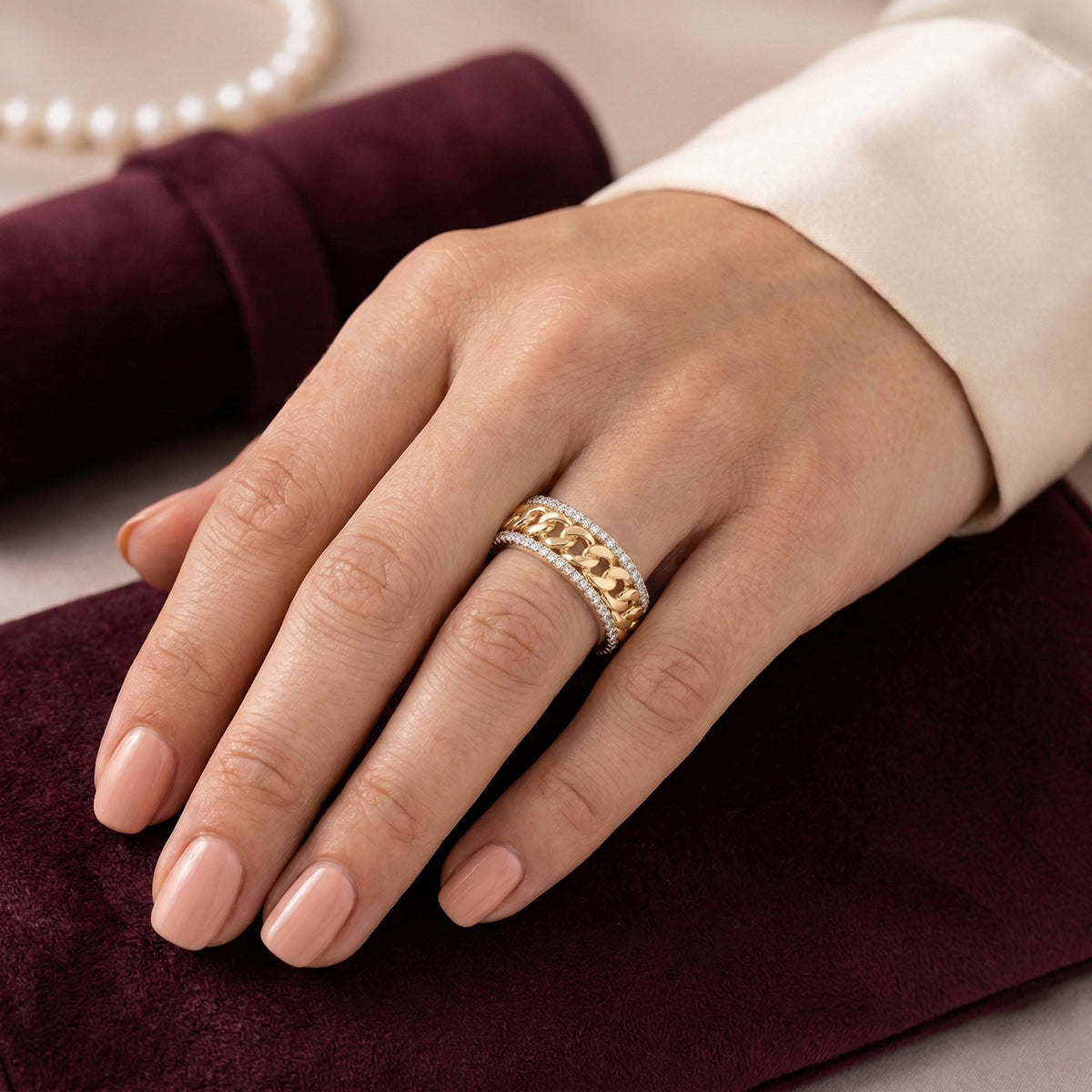 LUXURIANT DIAMOND - Lab Grown Diamant SI-GH Ring 925 Silber 750 Gelbgold vermeil (Größe 19.00) ca. 0,50 ct