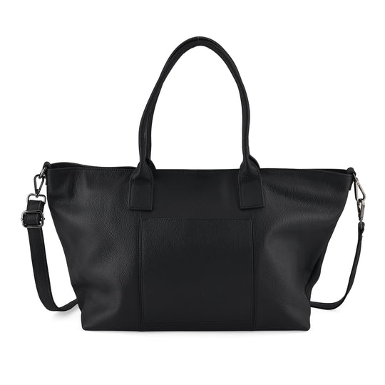 Echtleder-Schultertasche, Shopper-Design, Reißverschluss, abnehmbarer Schulterriemen, 38x17x30 cm, Blau