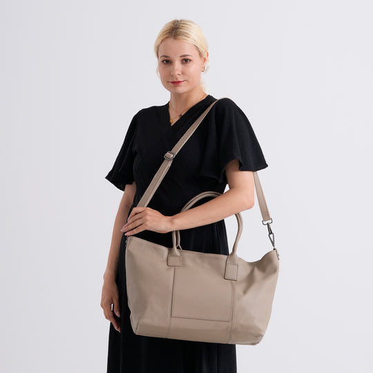 Echtleder-Schultertasche, Shopper-Design, Reißverschluss, abnehmbarer Schulterriemen, 38x17x30 cm, Blau
