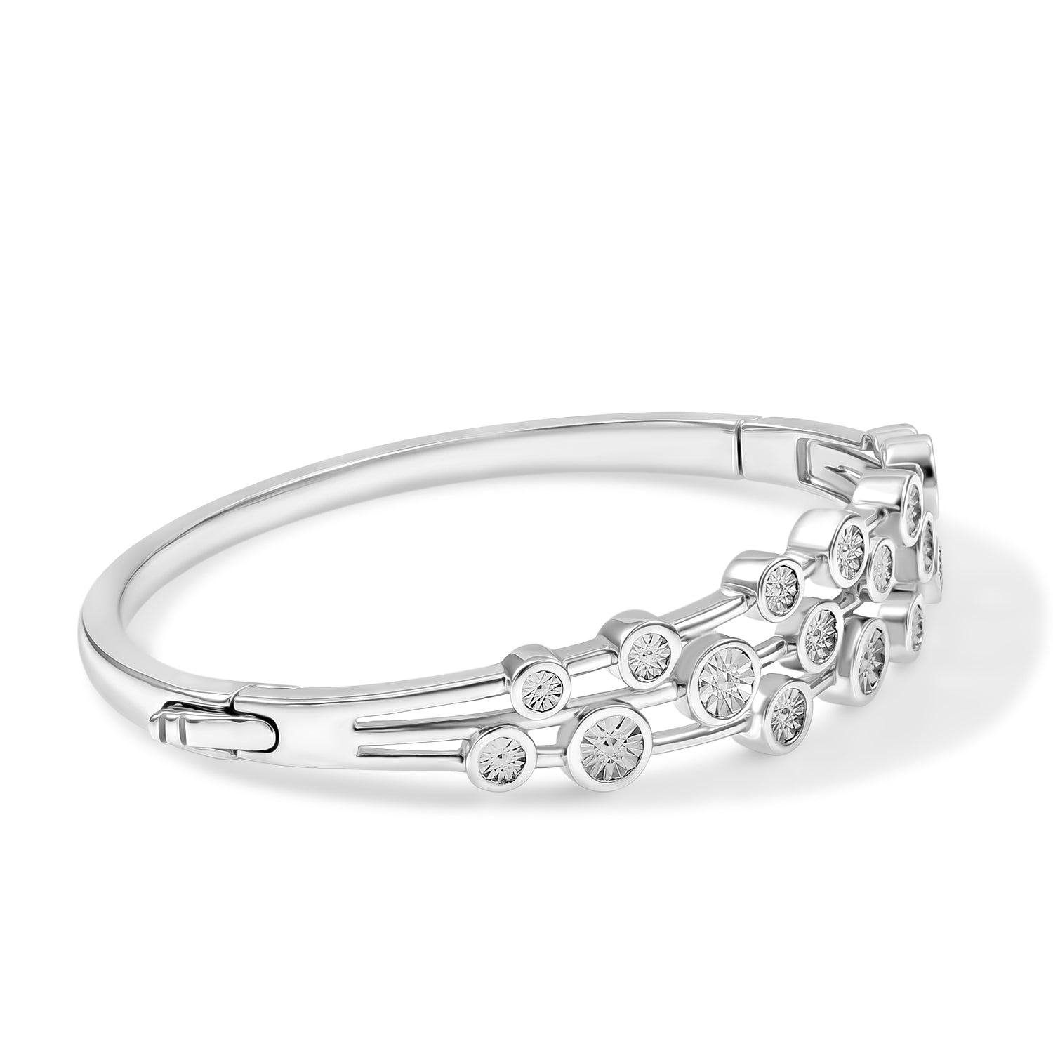 EVER TRUE Weißer Diamant Armreif ca. 19 cm Nickelfreies Messing Rhodiniert ca.