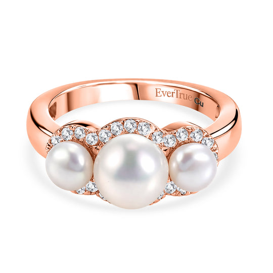 EVER TRUE Süßwasser Perle (7-7.5 mm) Ring 950 Kupfer (Größe 17.00)
