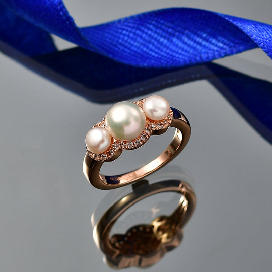EVER TRUE Süßwasser Perle (7-7.5 mm) Ring 950 Kupfer (Größe 17.00)