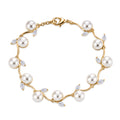 EVER TRUE Süßwasser Perle (7-7.5 mm), Weißer Topas Armband ca. 19 cm Nickelfreies Messing 33.56 ct