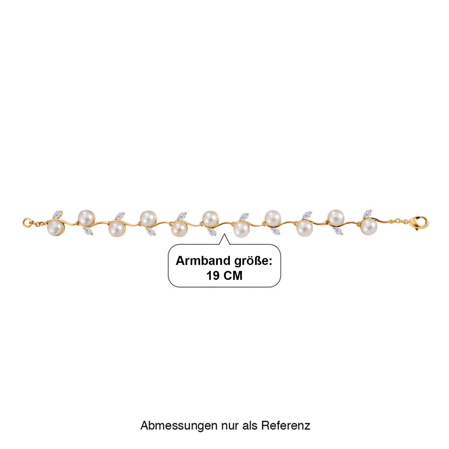 EVER TRUE Süßwasser Perle (7-7.5 mm), Weißer Topas Armband ca. 19 cm Nickelfreies Messing 33.56 ct