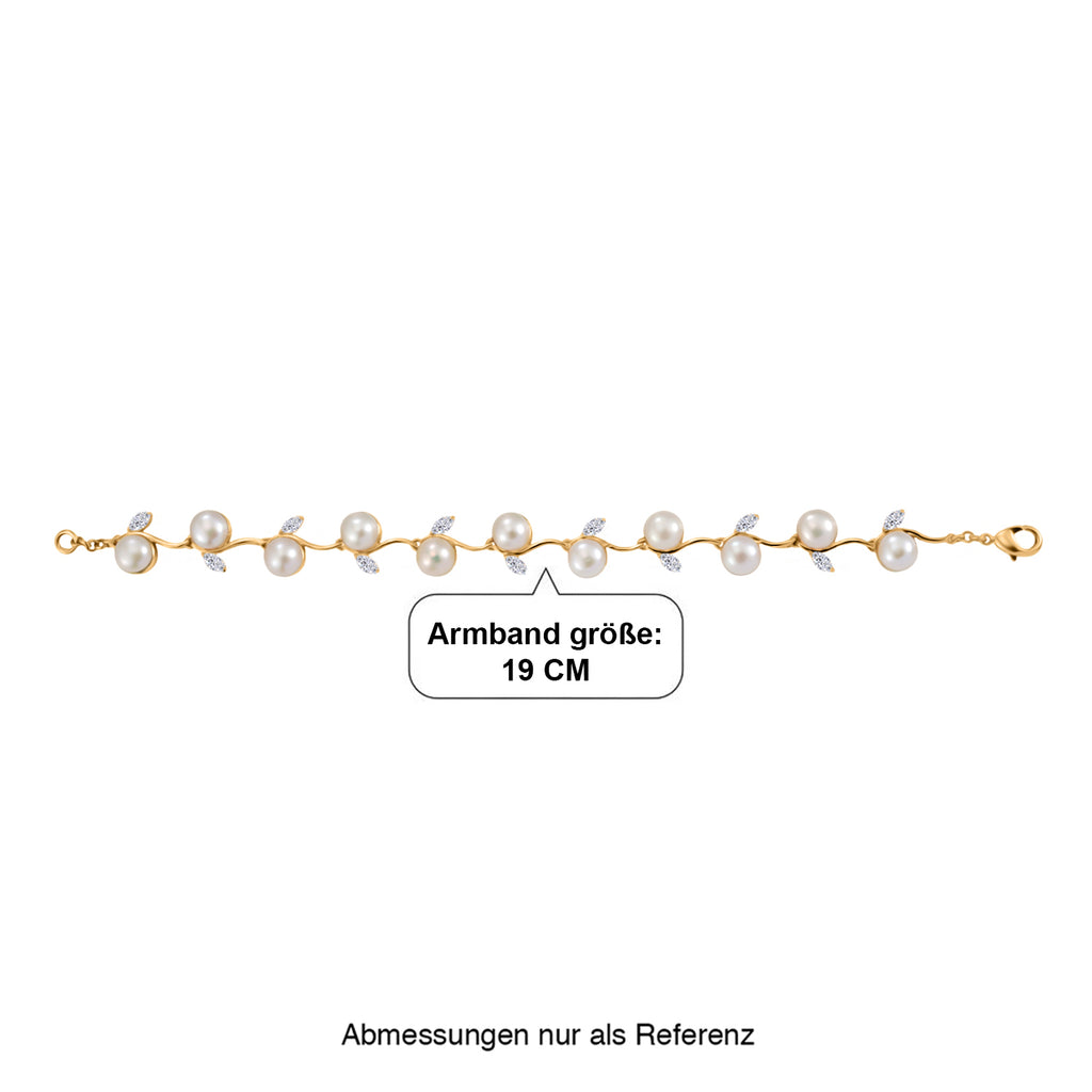 EVER TRUE Süßwasser Perle (7-7.5 mm), Weißer Topas Armband ca. 19 cm Nickelfreies Messing 33.56 ct