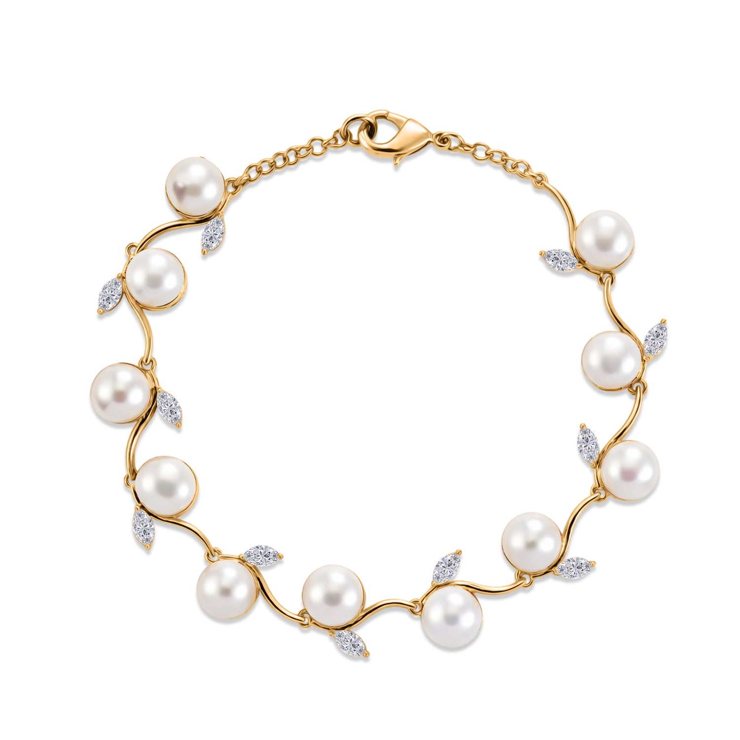 EVER TRUE Süßwasser Perle (7-7.5 mm), Weißer Topas Armband ca. 20 cm Nickelfreies Messing
