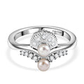 EverTrue Süßwasser Perle und weißer Zirkon Ring in Silberton