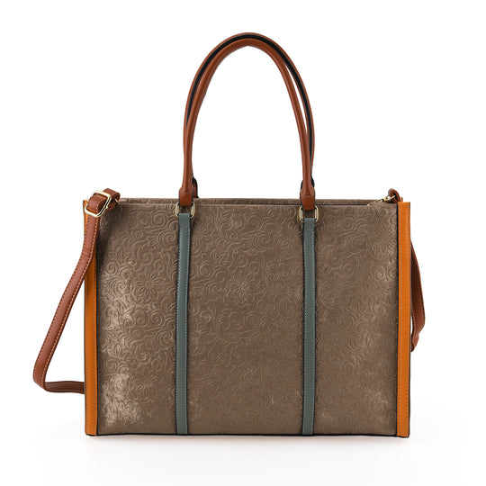 City-Shopper im Colourblock-Design aus Kunstleder mit Schulterriemen und Reißverschlussfächern, ca. 42 x 14 x 30 cm, Lavendel