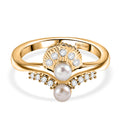 EverTrue Süßwasser Perle und weißer Zirkon Ring in Goldton