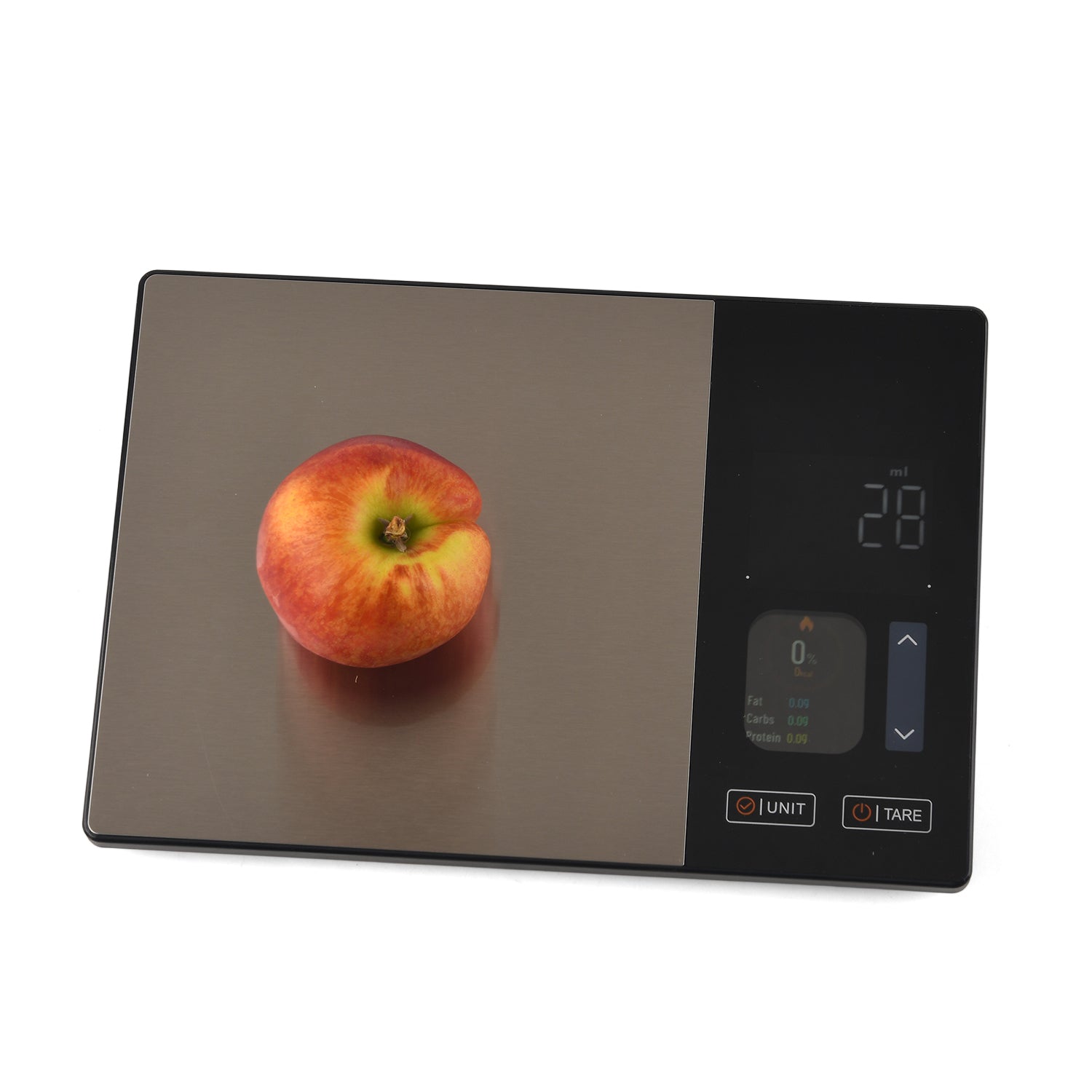 Smart Nutritional Kitchen Scale *With Calorie Intake tracking  *App:Fitdays+/Nutridays *999+ foods for selection in App  *With 50 user defined foods in the Scale without App connection *2.0 inches TFT screen colorful display *Checking Weight, Calories,Pr