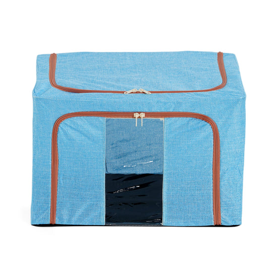 LIVMORE Kleiderschrank-Aufbewahrungsbox aus Leinen-Baumwoll-Mix, faltbar, 50 x 40 x 33 cm, Dunkelblau