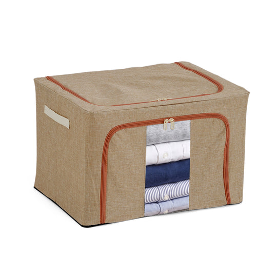 LIVMORE Kleiderschrank-Aufbewahrungsbox aus Leinen-Baumwoll-Mix, faltbar, 50 x 40 x 33 cm, Dunkelblau