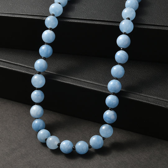Aquamarin, Blauer Apatit Halskette ca. 50 cm Nickelfreies Messing platiniert ca. 170.00 ct