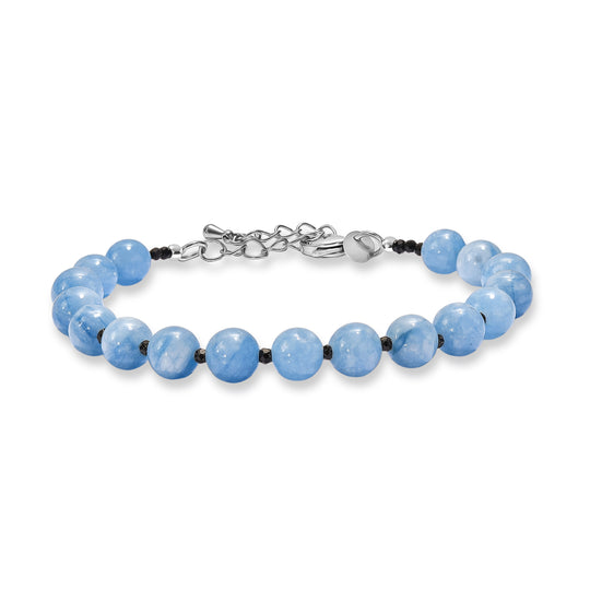 EVER TRUE Milchiger Aquamarin, Blauer Apatit Armband ca. 19 cm + 5 cm Extender, 316L Edelstahl ca. 58,00 ct.