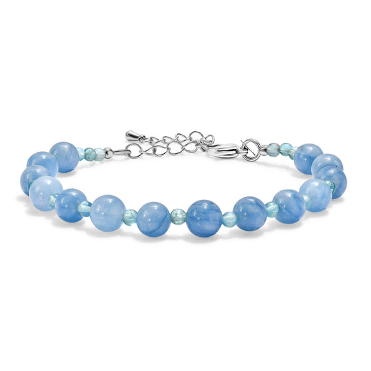 EVER TRUE Milchiger Aquamarin, Schwarzer Spinell Armband ca. 19 cm + 5 cm Extender, 316L Edelstahl ca. 63,00 ct.
