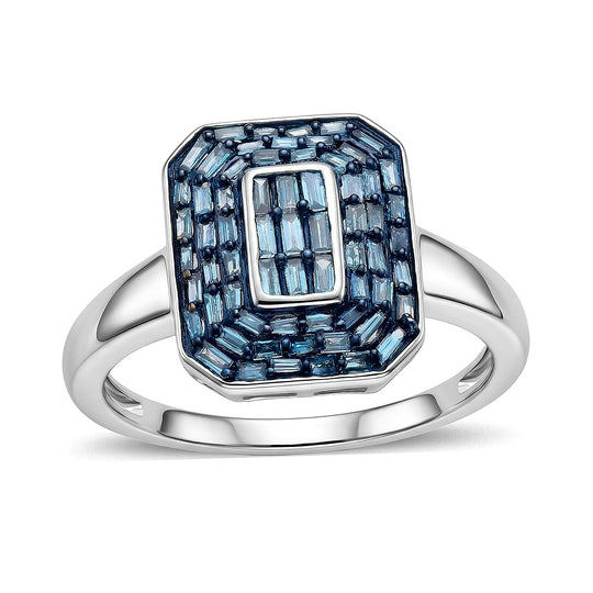 CULLINAN MINE - Blauer Diamant SI Ring 925 Silber Rhodiniert (Größe 19.00) ca. 0.50 ct