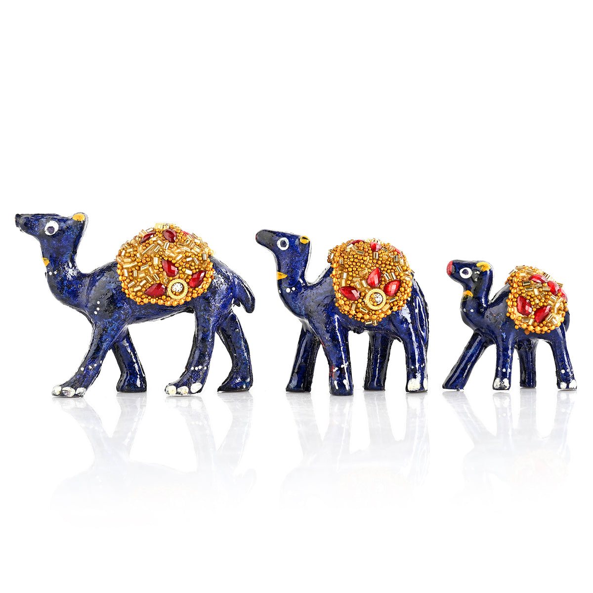 Livmore  Set of 3 Plastic Camel With Golden Tube Size- 4.5/6/7 cm Color-Black and Golden