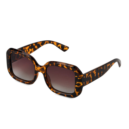 LA MAREY Sonnenbrille mit polarisierten Komfortgläsern, UV400 Schutz, Braun im Leopardenlook
