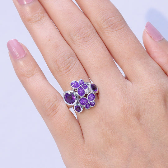GP Italienische Garten Kollektion - AA Afrikanischer Amethyst Ring 925 Silber Rhodiniert (Größe 21.00) ca. 1.86 ct