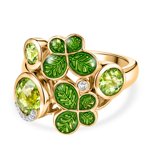 GP - AA Peridot Ring 925 Silber 750 Gelbgold vermeil (Größe 17.00) ca. 2,18 ct