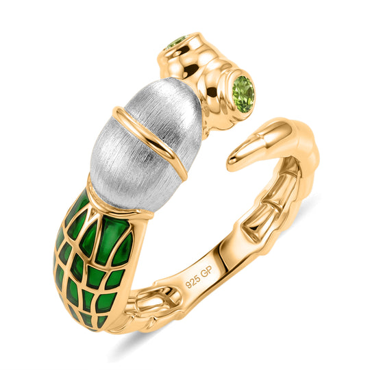 GP - AA Peridot, Kanchanaburi Blauer Saphir Ring 925 Silber 750 Vergoldet (Größe 18.00)