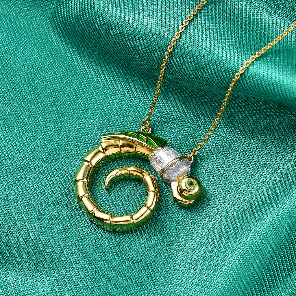GP - AA Peridot, Kanchanaburi Blauer Saphir Halskette ca. 45 cm 925 Silber 750 Vergoldet 0.11 ct