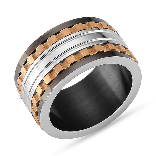 316L Edelstahl TricolorRing (Größe 20.50) ca. 13,00g