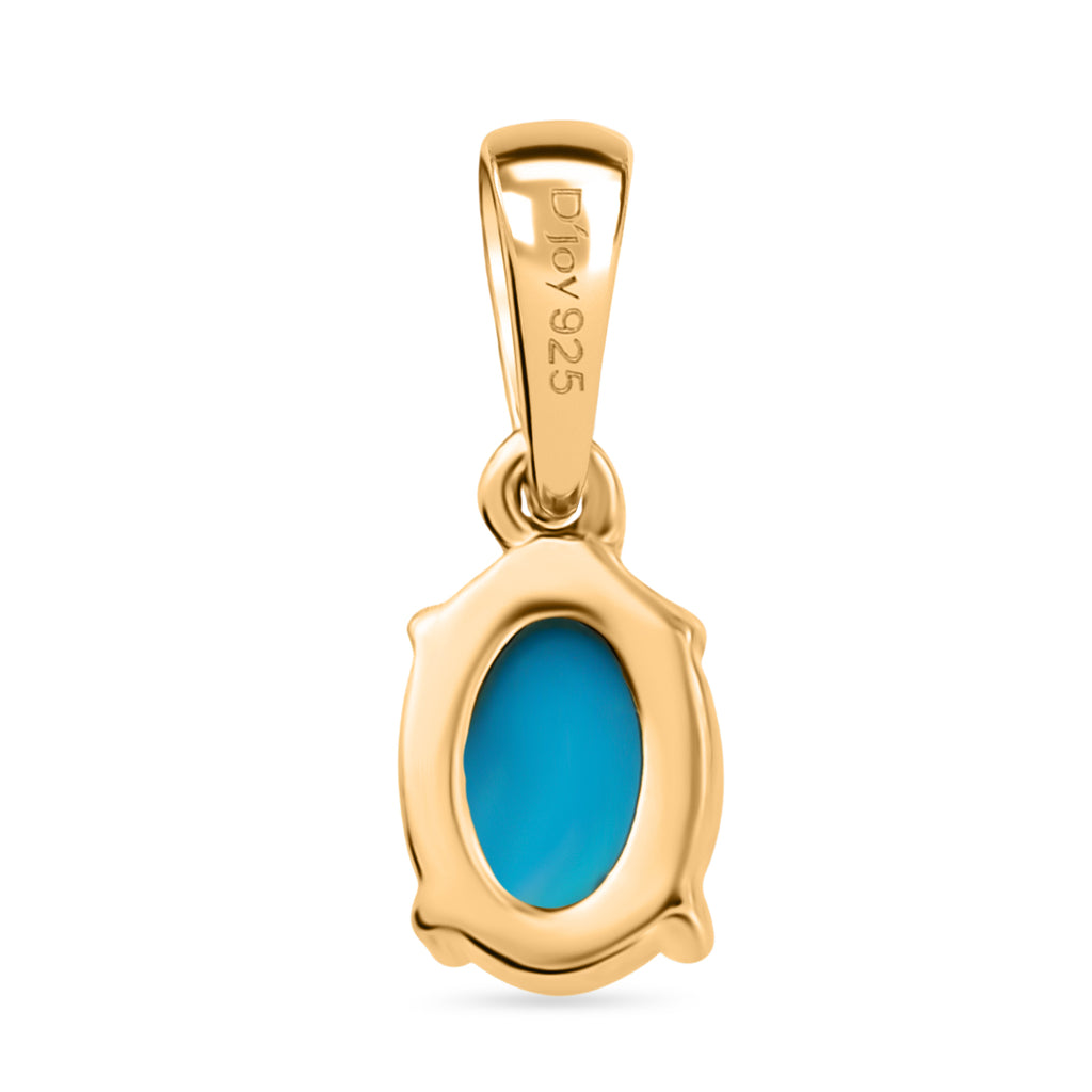 D'Joy AA Sleeping Beauty Türkis Anhänger 925 Silber 750 Vergoldet ca. 0.49 ct