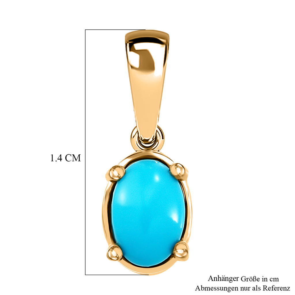 D'Joy AA Sleeping Beauty Türkis Anhänger 925 Silber 750 Vergoldet ca. 0.49 ct