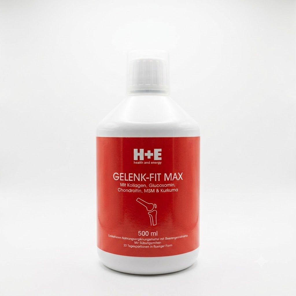 H+E Gelenk-Fit Max: flüssiges Gelenk-Konzept mit Kollagen, Glucosamin, Chondroitin, MSM & Kurkuma, 500 ml