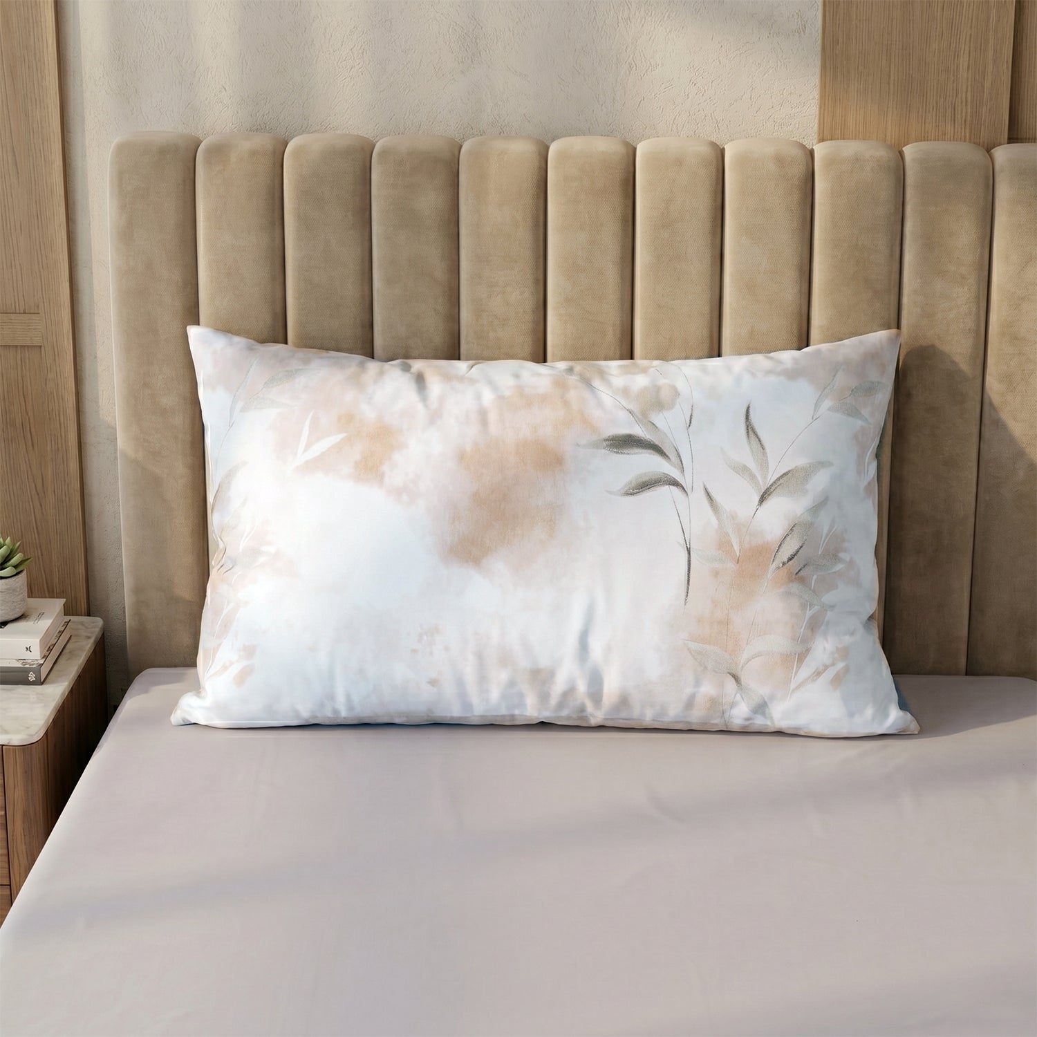 LIVMORE 6-teiliges Bettwäsche-Set für 2 Bettdecken, Aquarell-Blumenmuster mit Wendefunktion, 135x200cm, Creme/Beige
