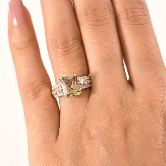 LUXORO AAA Turkizit, Weißer Diamant Ring 417 Gold (Größe 17.00)   (10-16 Werktage Lieferzeit) ca. 3,86 ct