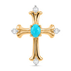 D'Joy AA Sleeping Beauty Türkis, Weißer Zirkon Anhänger 925 Silber 750 Vergoldet ca. 0.32 ct