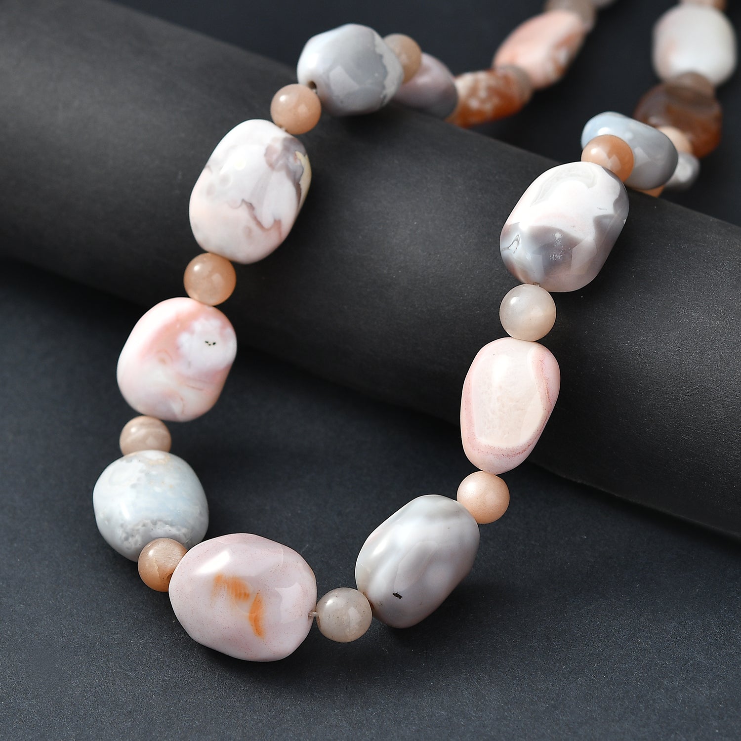 EVER TRUE Botswana-Achat, Pfirsich Mondstein Halskette ca. 45 cm Nickelfreies Messing ca. 360.00 ct