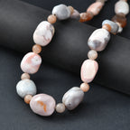 EVER TRUE Botswana-Achat, Pfirsich Mondstein Halskette ca. 45 cm Nickelfreies Messing ca. 360.00 ct