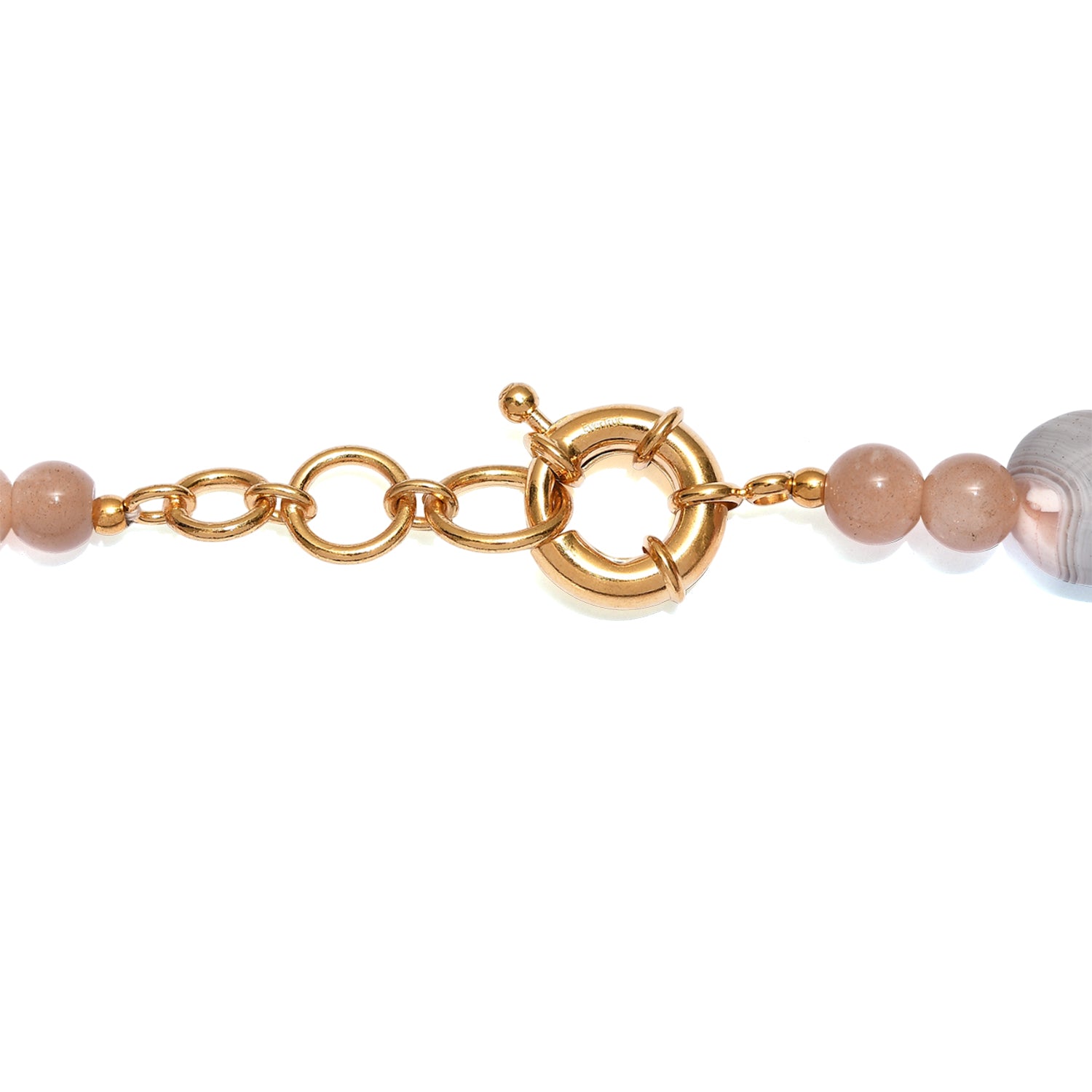 EVER TRUE Botswana-Achat, Pfirsich Mondstein Halskette ca. 45 cm Nickelfreies Messing ca. 360.00 ct